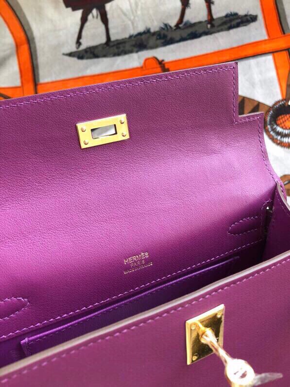 에르메스 미니 켈리백22 아네몬느 금장 스위프트